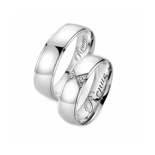 Argollas de Matrimonio En Plata .950 Efecto Oro blanco M21