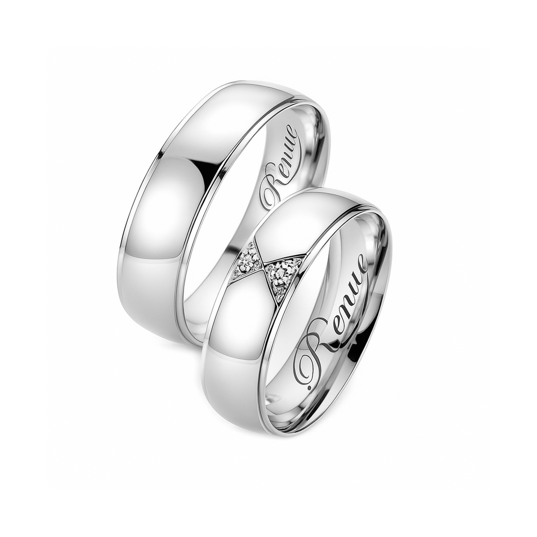 Argollas de Matrimonio En Plata .950 Efecto Oro blanco M21