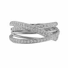 Cargar imagen en el visor de la galería, Anillo Aros Cruzados Oro Blanco 18k con Diamantes
