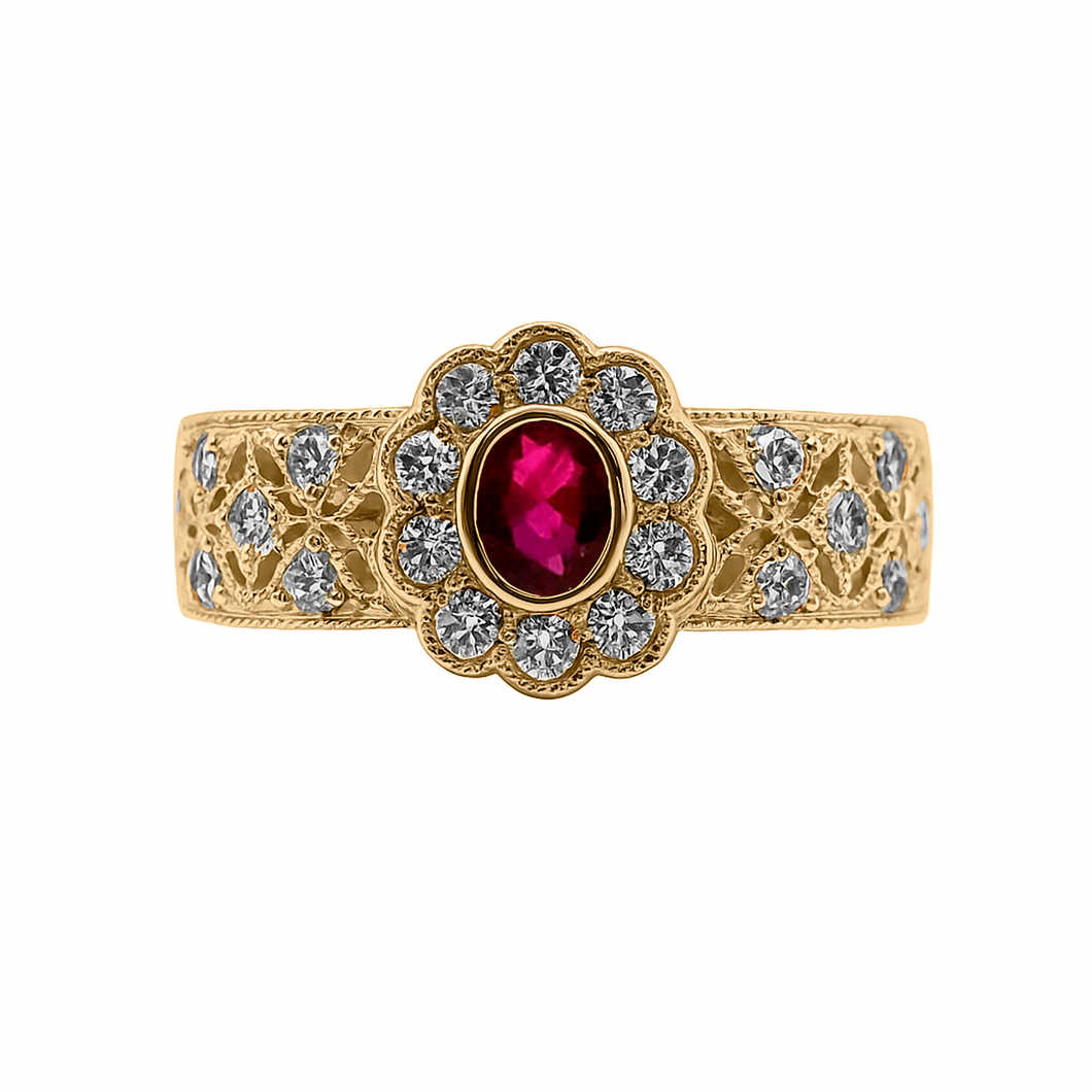 Princesa Central Rojo Adornado Red Central Princess Adorned