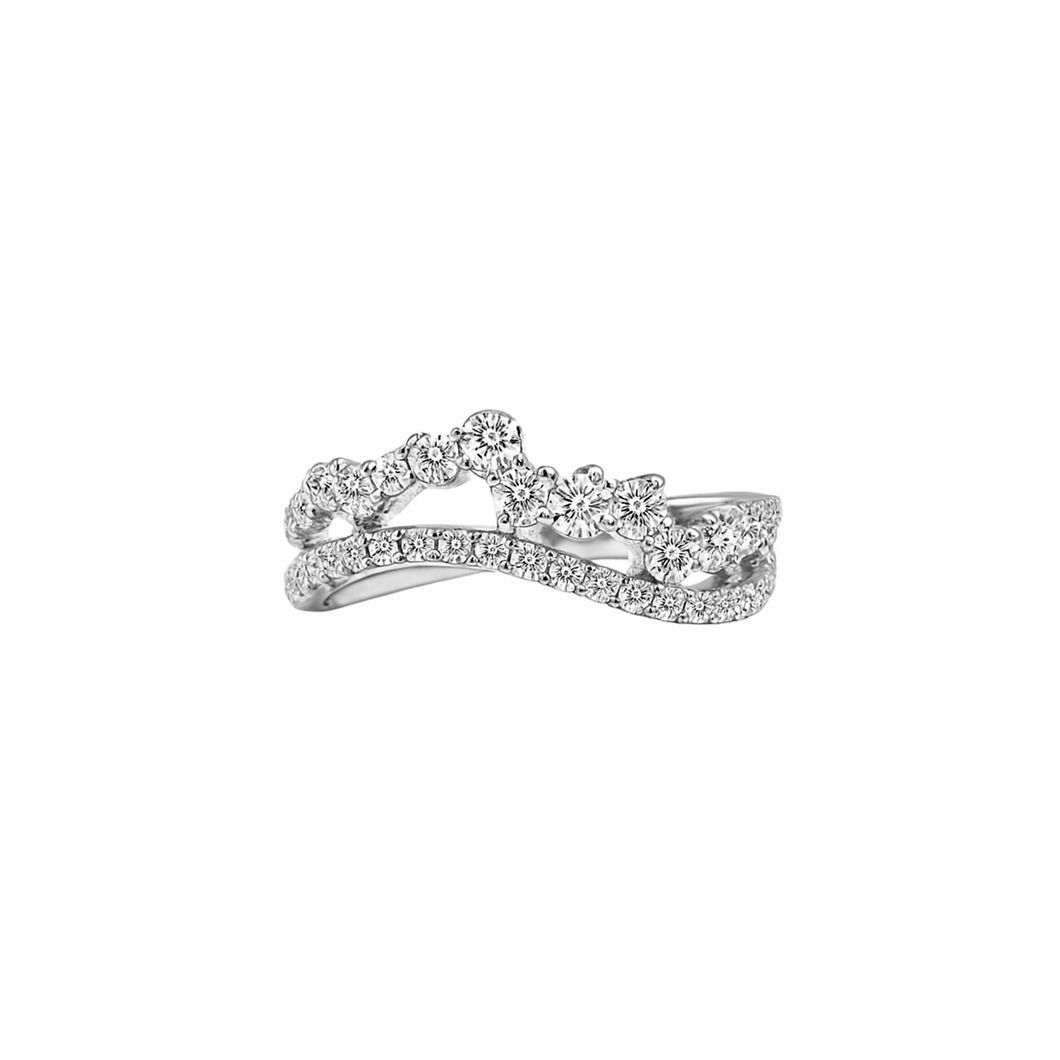 Anillo de Corona en Oro Blanco 18k