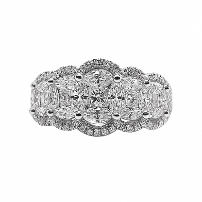 Anillo de Diamantes Estilo Piedras Escalonadas