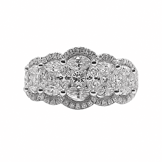 Anillo de Diamantes Estilo Piedras Escalonadas