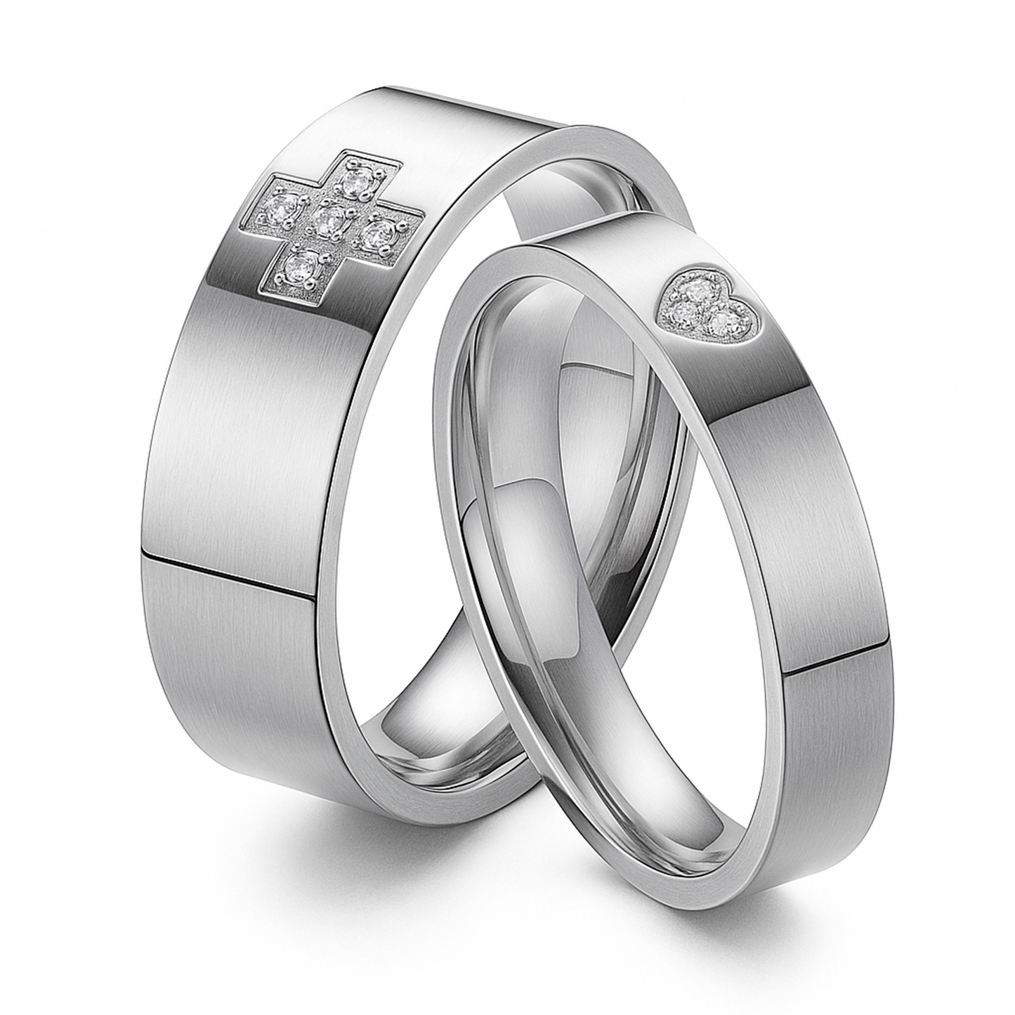 Argollas de matrimonio Corazón y Cruz en Plata