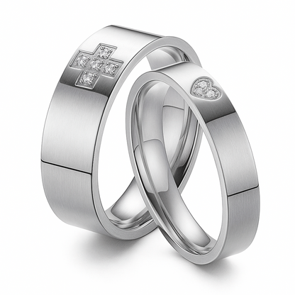 Argollas de matrimonio Corazón y Cruz en Plata
