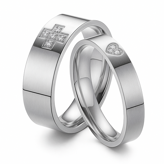 Argollas de matrimonio Corazón y Cruz en Plata