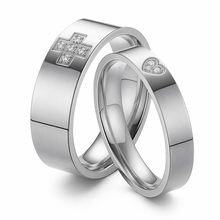 Cargar imagen en el visor de la galería, Argollas de matrimonio Corazón y Cruz en Plata
