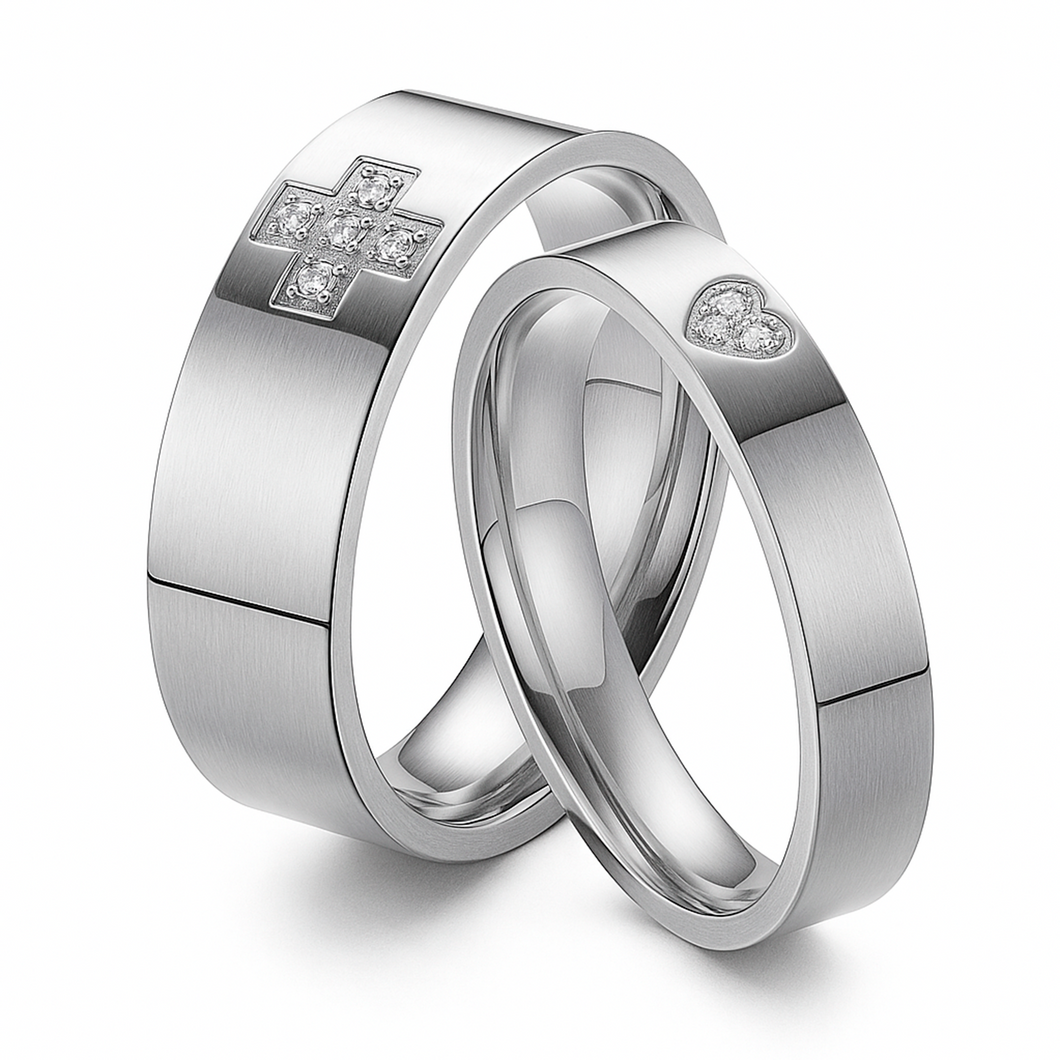 Argollas de matrimonio Corazón y Cruz en Plata