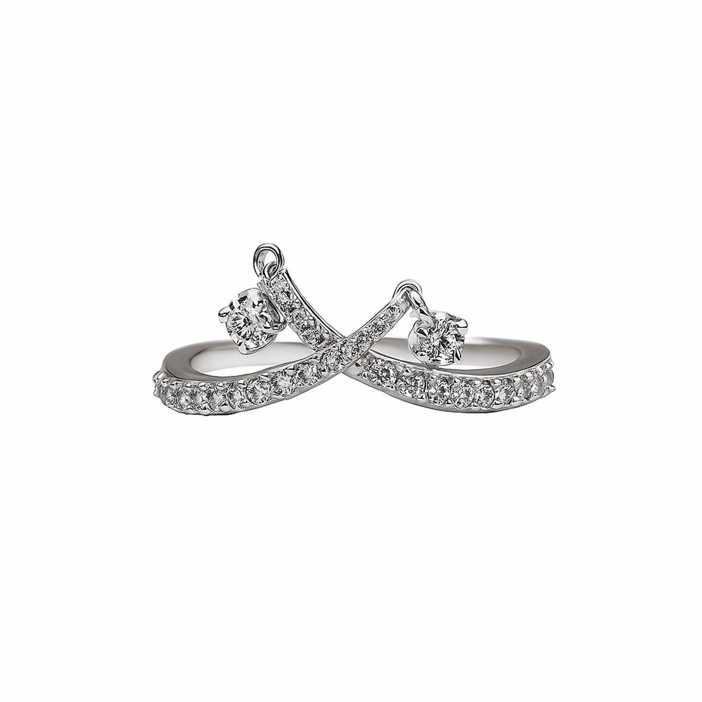 Anillo x con Movimiento en Oro Blanco 18k  y Diamante