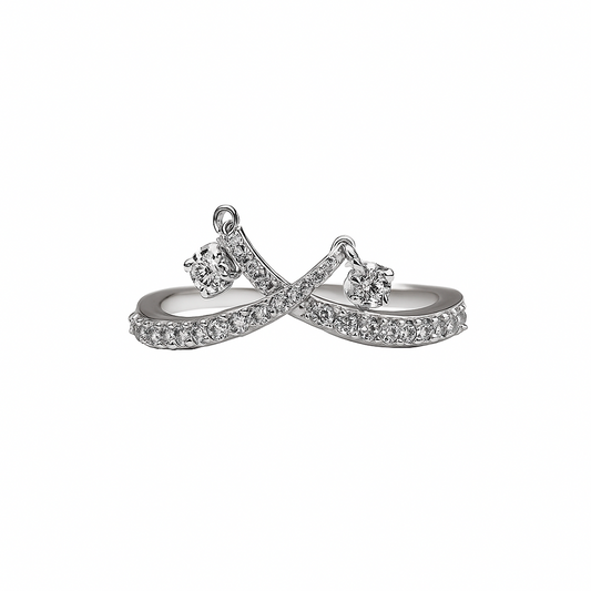 Anillo x con Movimiento en Oro Blanco 18k  y Diamante