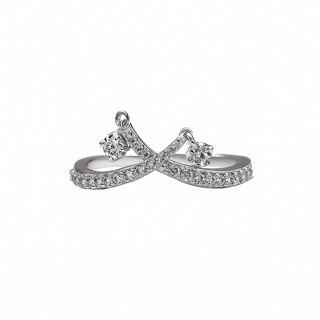 Anillo x con Movimiento en Oro Blanco 18k  y Diamante