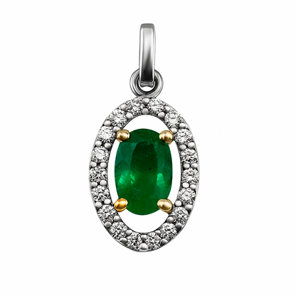 Dije Ovalo Oro Blanco y Amarillo 18k