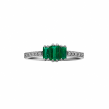 Cargar imagen en el visor de la galería, Anillo con Trio de Esmeraldas y Diamantes en Oro Blanco 18k

