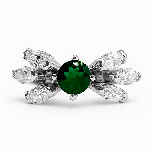 Anillo Mariposa Oro Blanco 18k