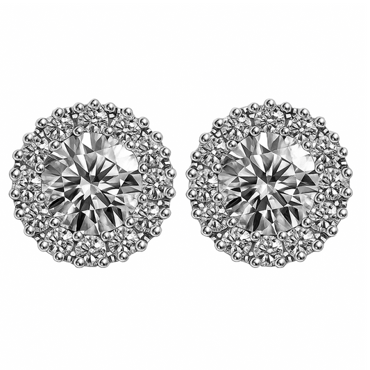 Aretes En Mosaico Con Diamantes Y Oro Blanco