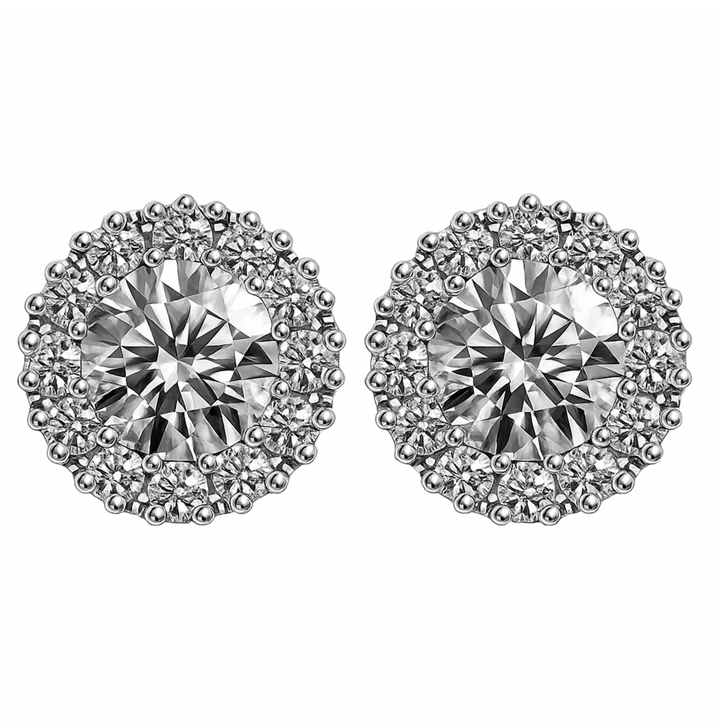 Aretes En Mosaico Con Diamantes Y Oro Blanco