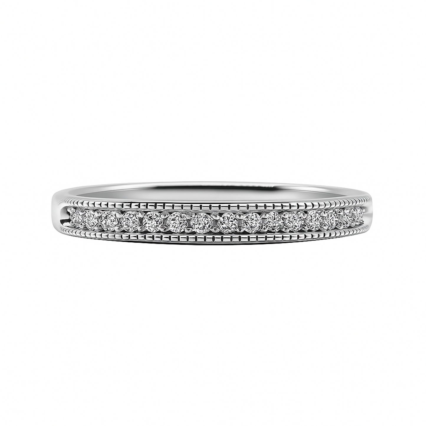 Anillo Cintillo en Oro blanco y Diamantes