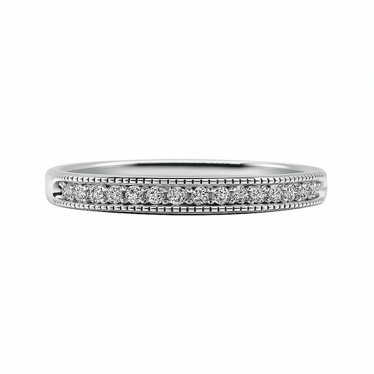 Anillo Cintillo en Oro blanco y Diamantes