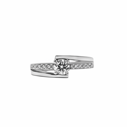 Anillo de Compromiso En Oro Blanco 18k con Alas
