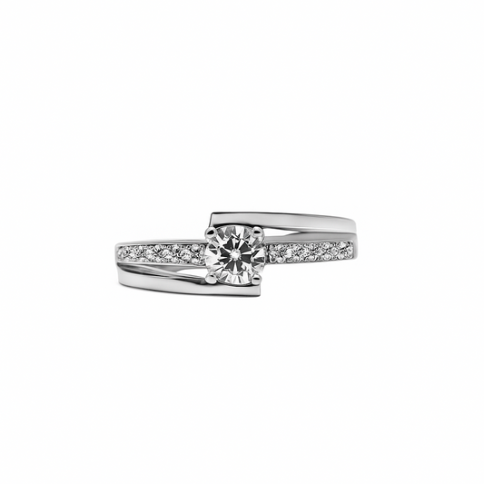 Anillo de Compromiso En Oro Blanco 18k con Alas