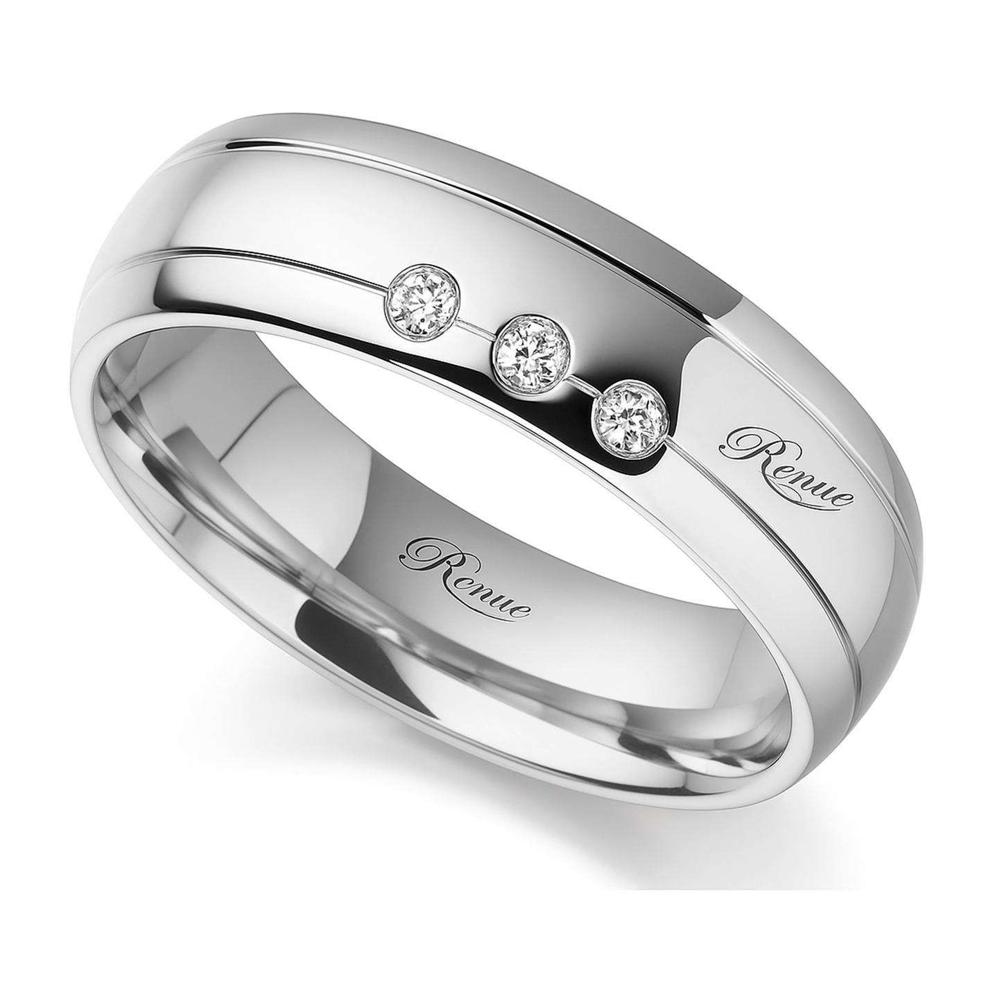 Argolla de matrimonio con circón en plata con rodio efecto de oro blanco