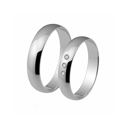 Anillo de Matrimonio en Plata  rodio efecto Baño en oro blanco  con swarovsky