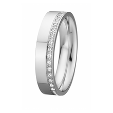 Cargar imagen en el visor de la galería, Argolla de Matrimonio con Rodio efecto oro blanco  con circones
