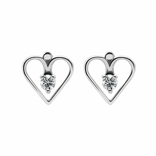Topos De Corazón ConDiamantes En Oro Blanco