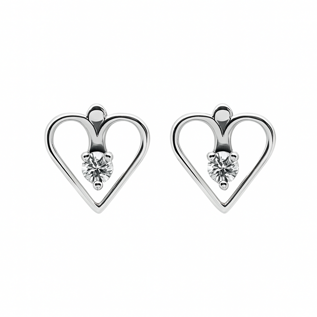 Topos De Corazón ConDiamantes En Oro Blanco