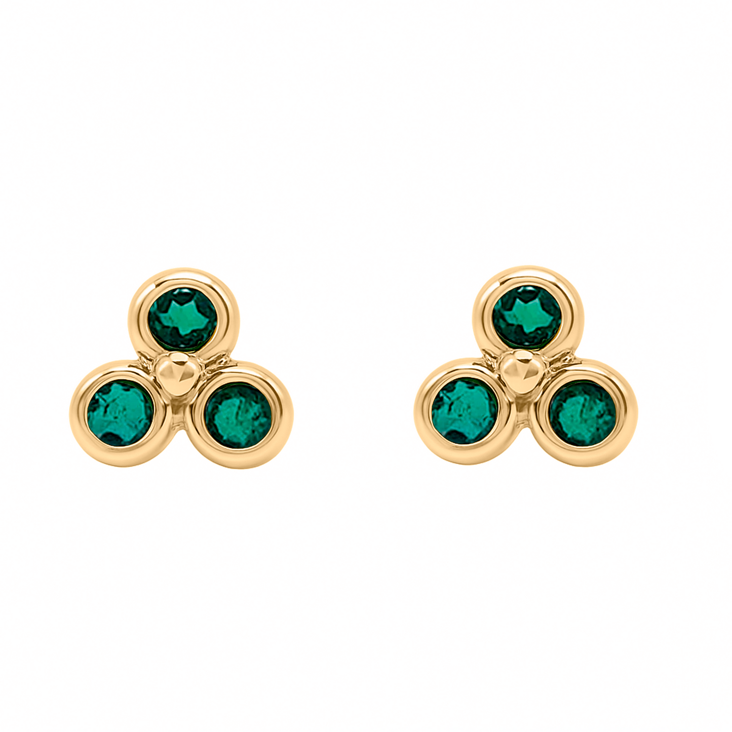 Topos Aretes Para Bebe, Oro Amarillo Y Esmeralda Certifica
