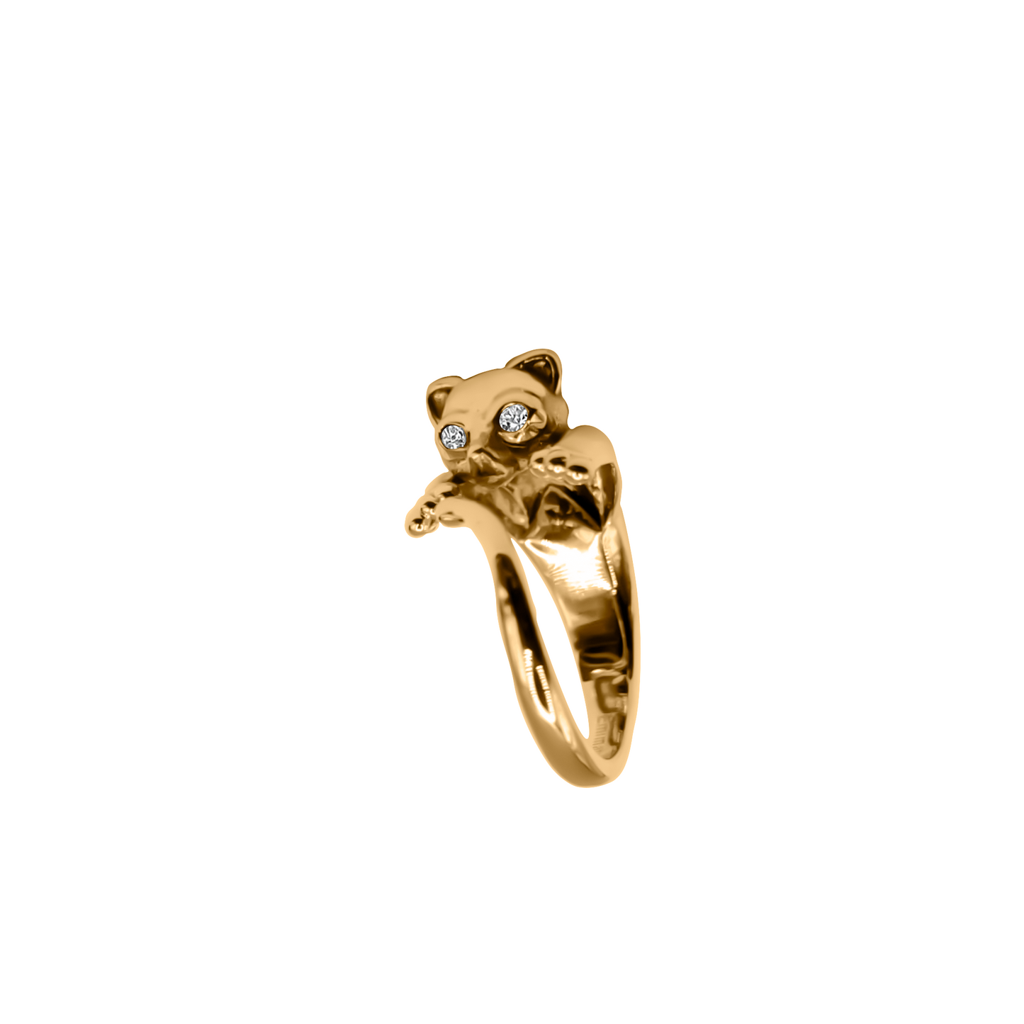 Anillo Estilo Gato en  Oro 18k con gemas