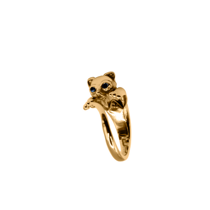 Anillo Estilo Gato en  Oro 18k con gemas