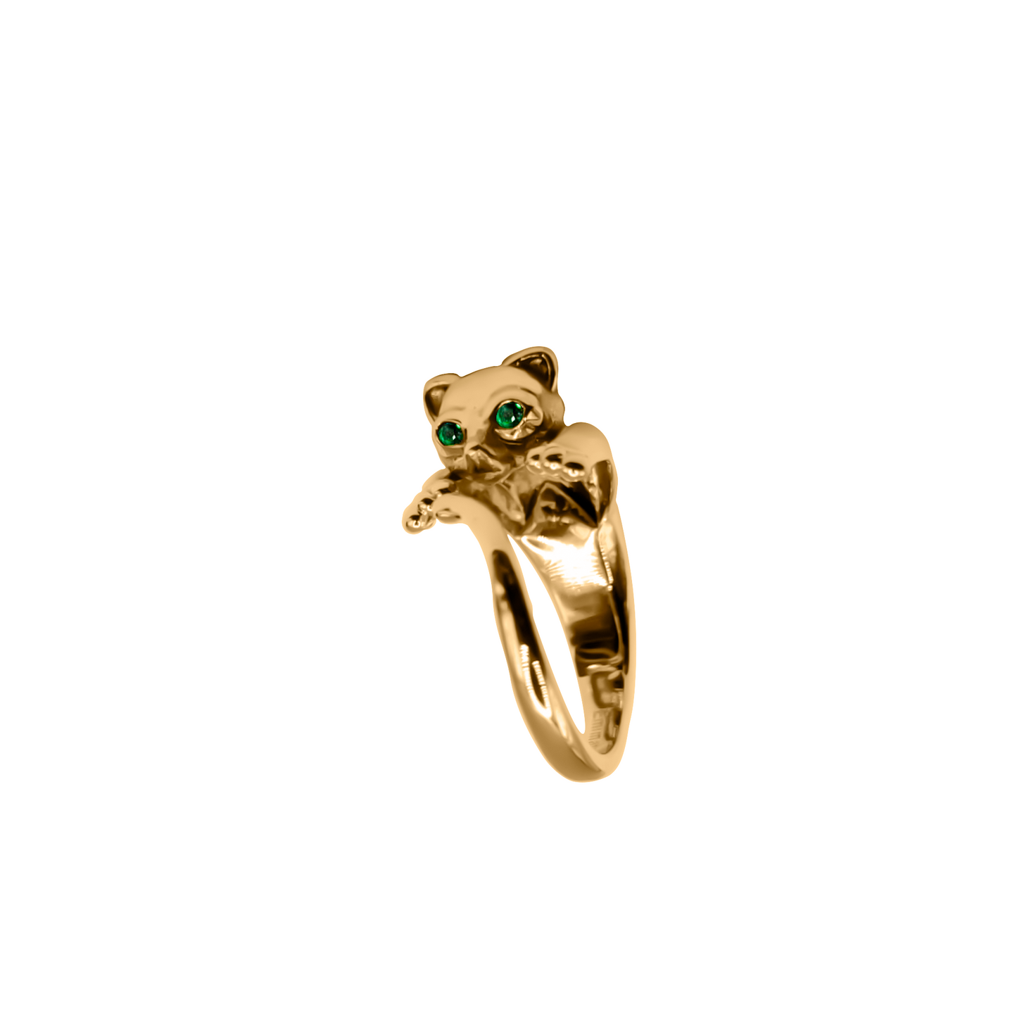 Anillo Estilo Gato en  Oro 18k con gemas