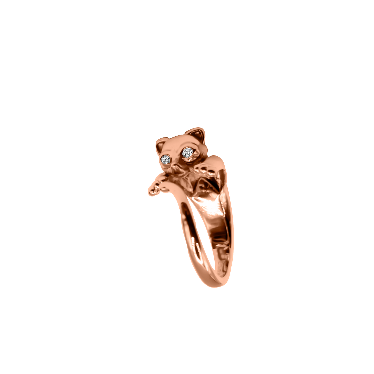 Anillo Estilo Gato en  Oro 18k rosado con gemas