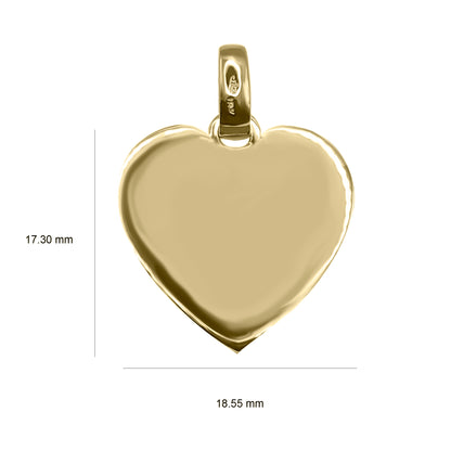 Charm Corazon, Dije En oro 18k Para Grabar
