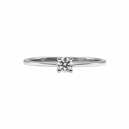 Anillo Solitario en Oro Blanco 18K con Diamante clasico