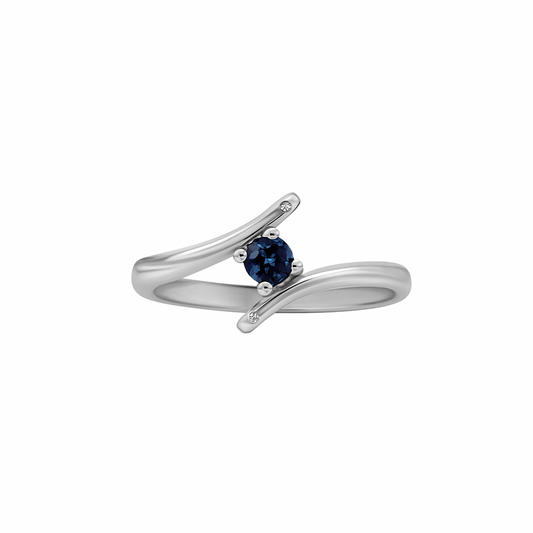 Anillo De Compromiso En Oro Blanco 18k Con Zafiro Y Diamante,