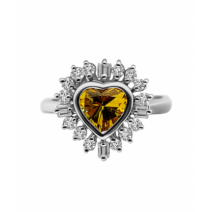 Anillo Solitario en Oro Blanco 18K con Diamante Corazón