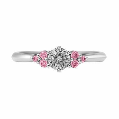 Anillo Solitario en Oro Blanco 18K con Diamante Rosado