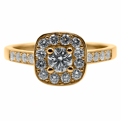 Anillo de Compromiso en Oro Amarillo 18k con Diamantes