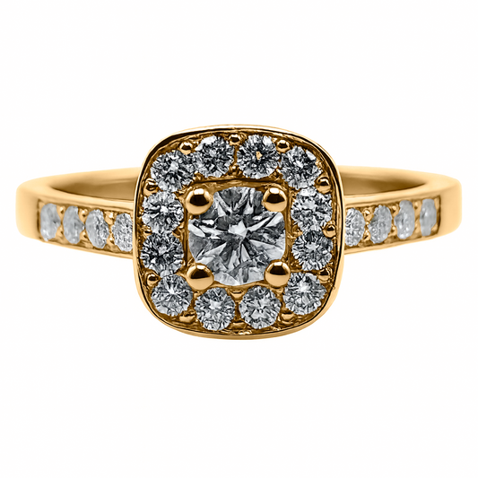 Anillo de Compromiso en Oro Amarillo 18k con Diamantes