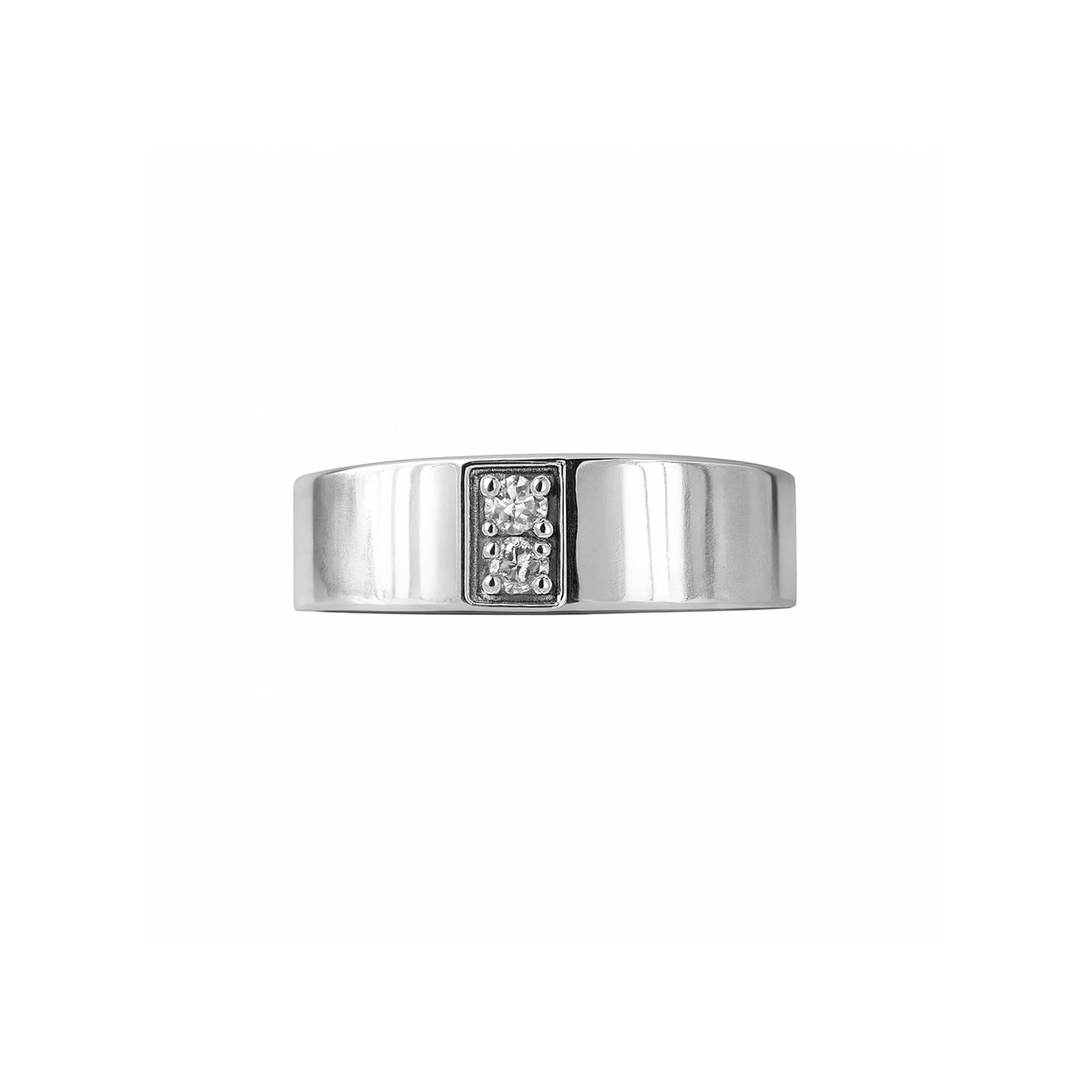 Anillo en Plata con Doble Circón en Montura Cuadrada