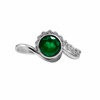 Esmeraldas con Diamantes en Oro Blanco 18k