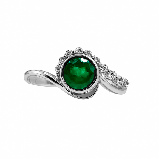 Esmeraldas con Diamantes en Oro Blanco 18k