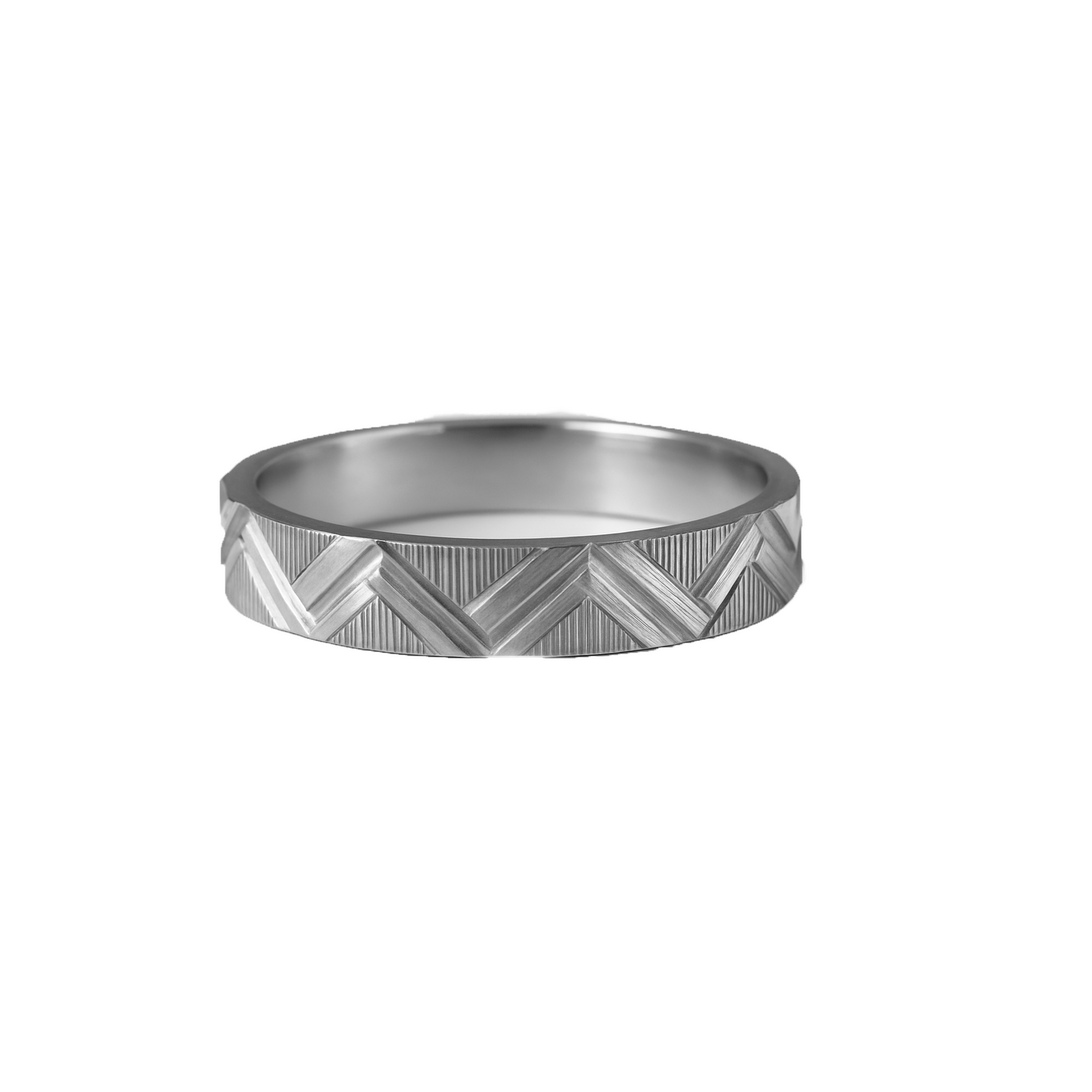 Anillo en Plata 950 con Textura Geométrica Grabada