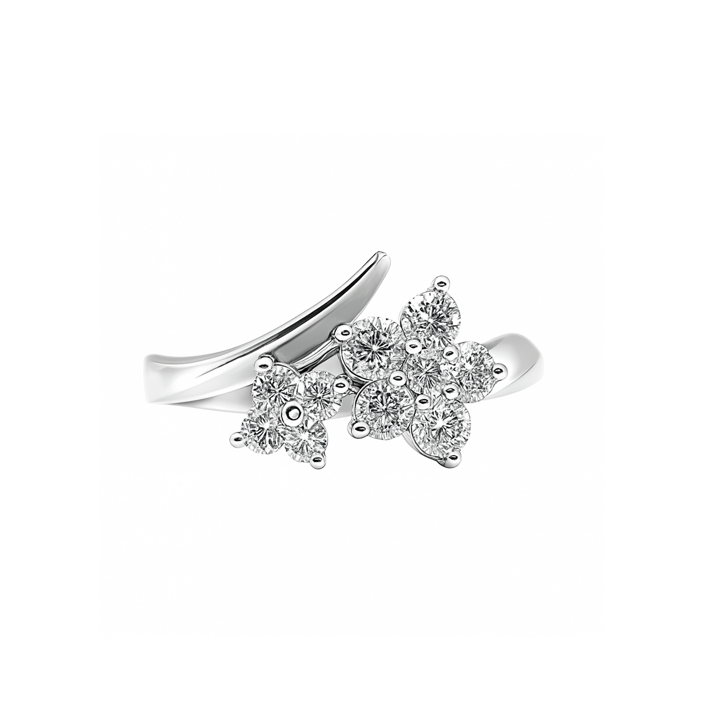 Anillo en 2 Flores con Diamantes