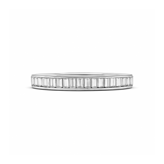 Anillo Baguetes de Oro Blanco 18k con Diamantes