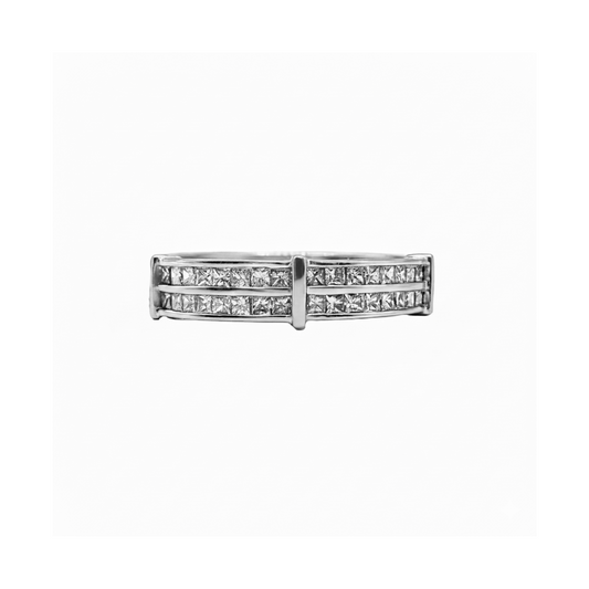 Anillo de Oro Blanco 18k en 4 secciones con  Diamantes
