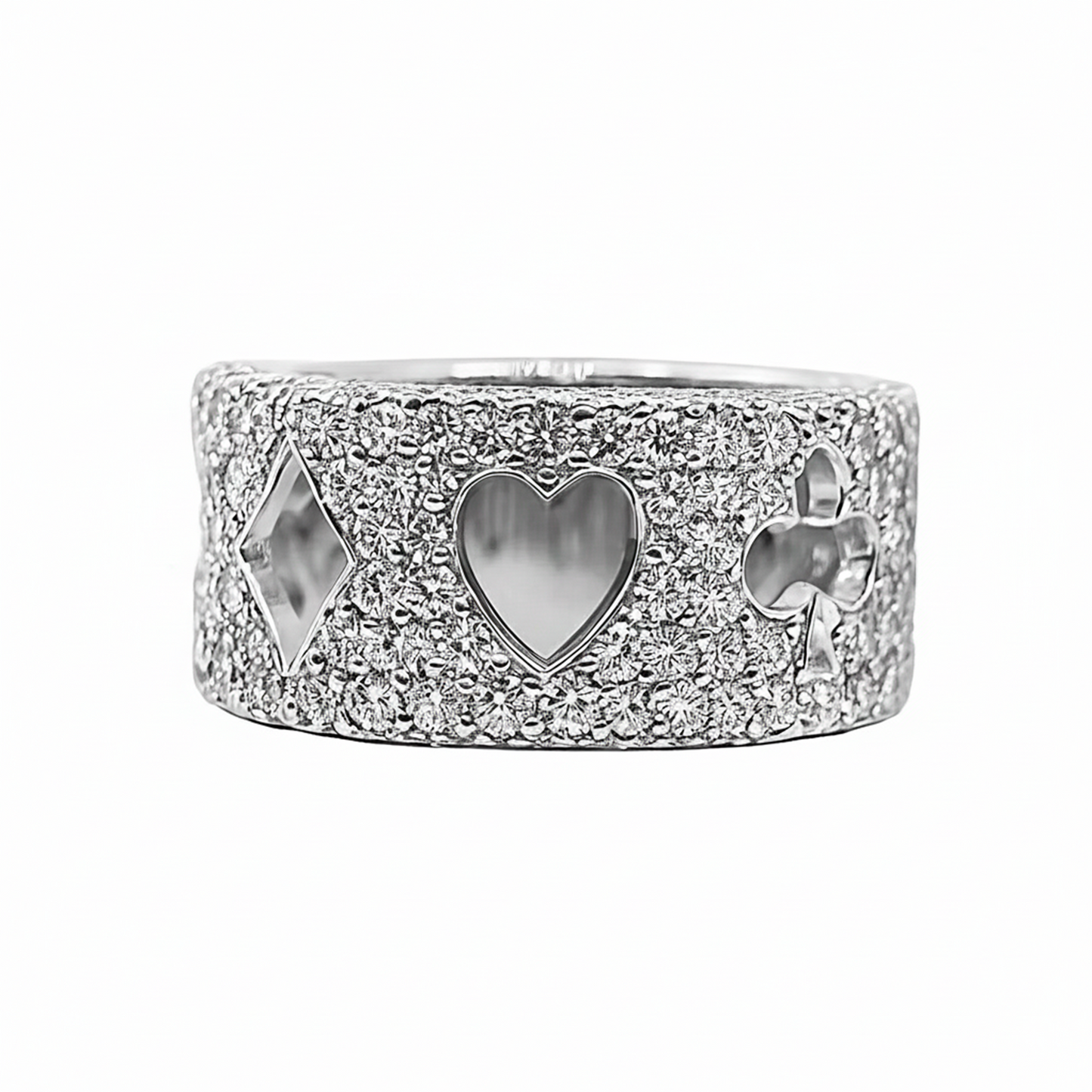 Anillo de póker de Diamantes Oro Blanco 18 k