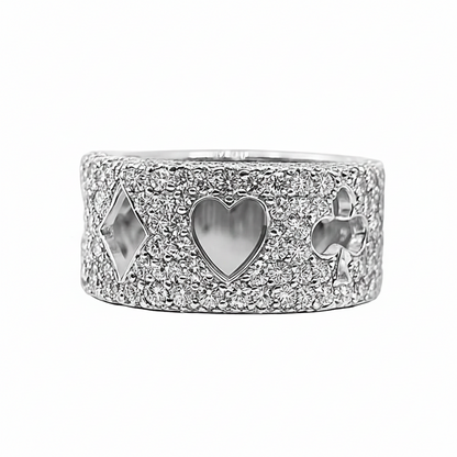 Anillo de póker de Diamantes Oro Blanco 18 k
